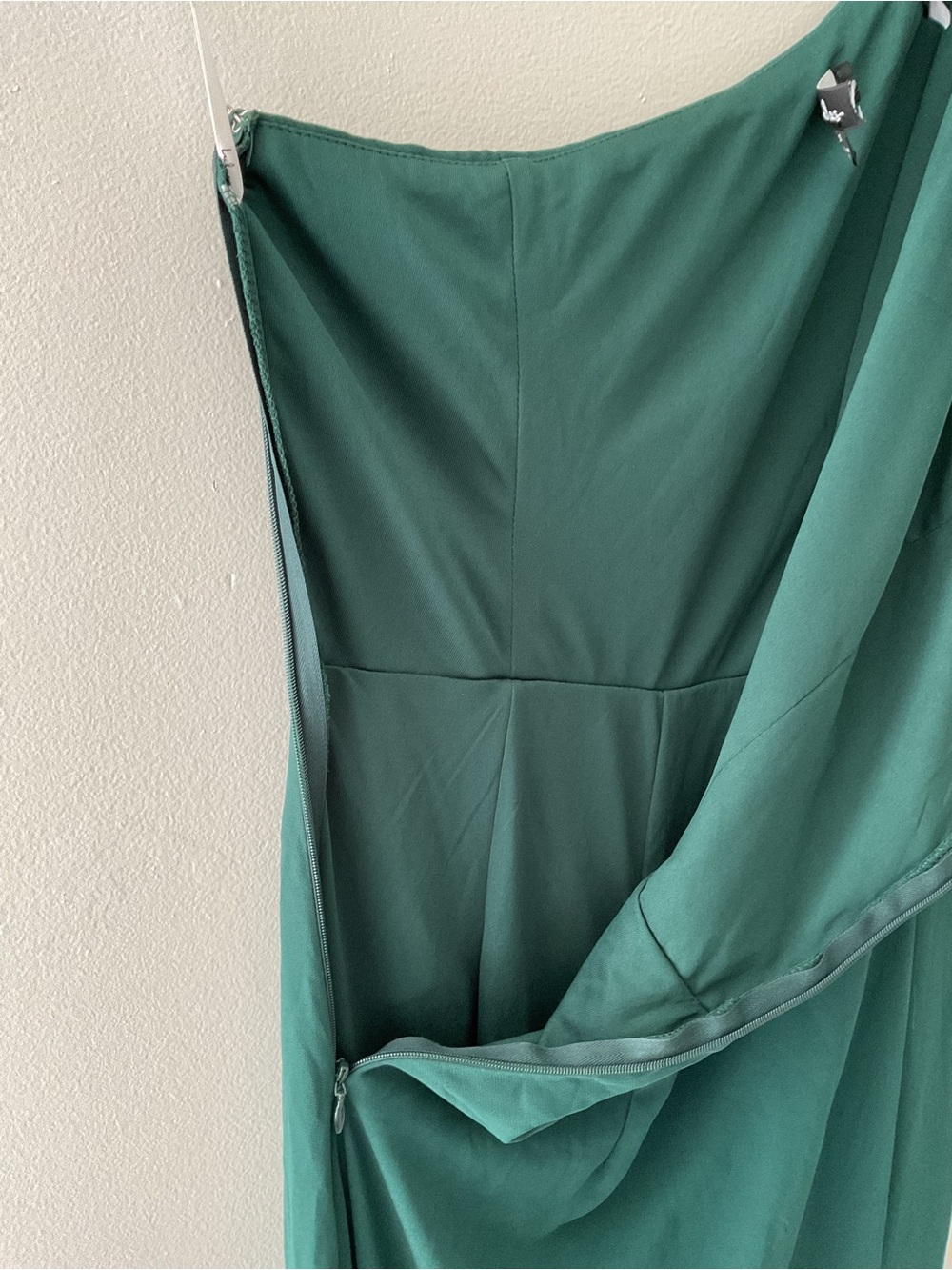 Lulus Simply Brilliant Green One-Shoulder Bow Side Slit Maxi Dress Event - Picture 10 of 14